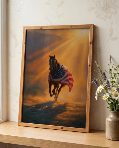 Western Wall Art, American Flag Art,Horse Prints,Western Patriot