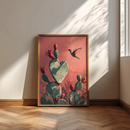 Mexico Heart Nopales Art, Mexico Cactus Wall Art Decor
