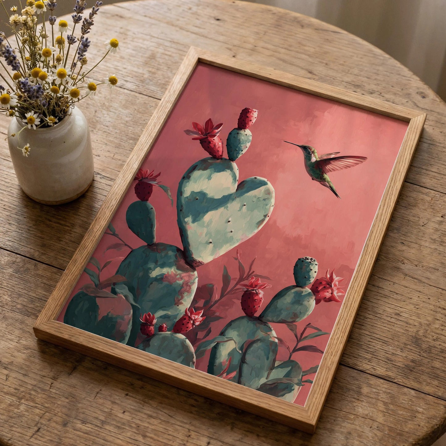 Mexico Heart Nopales Art, Mexico Cactus Wall Art Decor